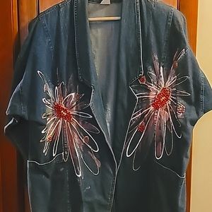 Custom Jean Jacket with Flower Design